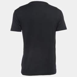 Dolce & Gabbana Black Cotton Logo Plaque V-Neck T-Shirt M