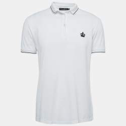 Pre Owned Dolce & Gabbana White Cotton Pique Polo T-Shirt XS