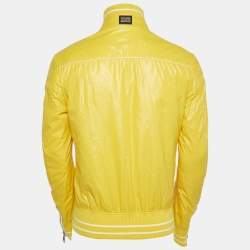 Pre Owned Dolce & Gabbana Yellow Nylon Zip Front Bomber Jacket M