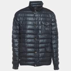 Pre Owned Dolce & Gabbana Navy Blue Quilted Nylon Blend Zip Front Down Jacket XXL