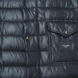 Pre Owned Dolce & Gabbana Navy Blue Quilted Nylon Blend Zip Front Down Jacket XXL