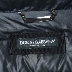 Pre Owned Dolce & Gabbana Navy Blue Quilted Nylon Blend Zip Front Down Jacket XXL