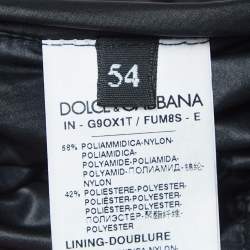 Pre Owned Dolce & Gabbana Navy Blue Quilted Nylon Blend Zip Front Down Jacket XXL