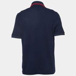 Pre Owned Dolce & Gabbana Navy Blue Cotton Logo Embroidered Polo T-Shirt XL