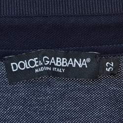 Pre Owned Dolce & Gabbana Navy Blue Cotton Logo Embroidered Polo T-Shirt XL