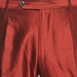 Pre Owned Dolce & Gabbana Red Raw Silk Tailored Pants M