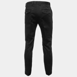 Pre Owned Dolce & Gabbana Black Cotton Royal Embellished Slim Fit Trousers M