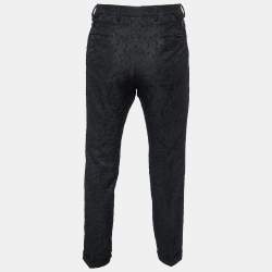 Pre Owned Dolce & Gabbana Black Floral Embossed Jacquard Tailored Pants M