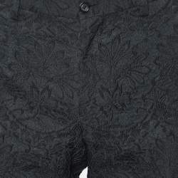 Pre Owned Dolce & Gabbana Black Floral Embossed Jacquard Tailored Pants M
