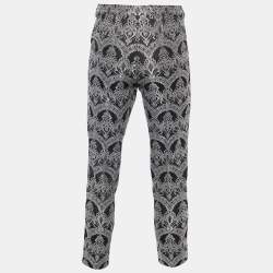 Pre Owned Dolce & Gabbana Monochrome Textured Jacquard Tailored Pants M