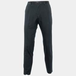 Pre Owned Dolce & Gabbana Black Cotton & Silk Tailored Pants M