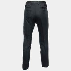 Pre Owned Dolce & Gabbana Black Cotton & Silk Tailored Pants M