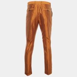 Dolce & Gabbana Orange Raw Silk Tailored Trousers M