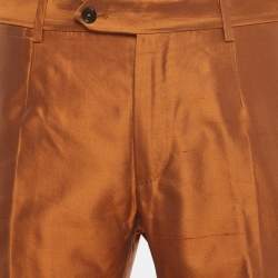 Dolce & Gabbana Orange Raw Silk Tailored Trousers M