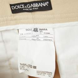 Pre Owned Dolce & Gabbana Beige Cotton Regular Fit Trousers M