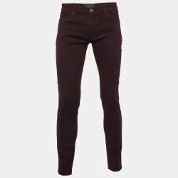 Pre Owned Dolce & Gabbana Burgundy Denim 14 Stretch Slim Fit Jeans M/Waist 33.5"