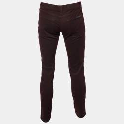 Pre Owned Dolce & Gabbana Burgundy Denim 14 Stretch Slim Fit Jeans M/Waist 33.5"
