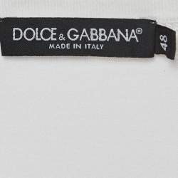 Pre Owned Dolce & Gabbana White Cotton V-Neck T-Shirt M