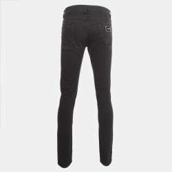 Pre Owned Dolce & Gabbana Black Distressed Denim Slim Fit Jeans XL Waist 34"