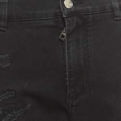 Pre Owned Dolce & Gabbana Black Distressed Denim Slim Fit Jeans XL Waist 34"