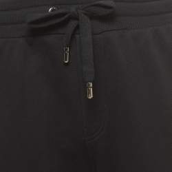 Pre Owned Dolce & Gabbana Black Logo Embroidered Cotton Drawstring  Joggers M