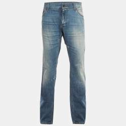 Pre Owned Dolce & Gabbana Blue Washed Denim Slim Fit Jeans XXL/Waist 40"