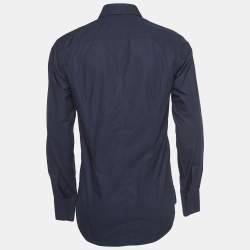 Pre Owned Dolce & Gabbana Dark Blue Cotton Martini Long Sleeve Shirt M
