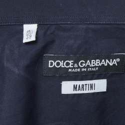 Pre Owned Dolce & Gabbana Dark Blue Cotton Martini Long Sleeve Shirt M