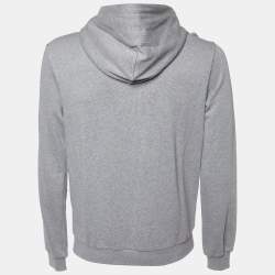 Pre Owned Dolce & Gabbana Grey Cotton Crown Embellished Zip Up Hoodie S
