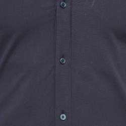 Pre Owned Dolce & Gabbana Gold Navy Blue Cotton Button Front Full Sleeve Shirt S