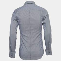 Pre Owned Dolce & Gabbana Navy Blue Striped Cotton Sicilia Full Sleeve Shirt S