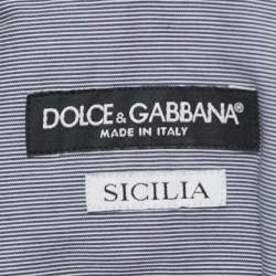 Pre Owned Dolce & Gabbana Navy Blue Striped Cotton Sicilia Full Sleeve Shirt S