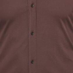 Pre Owned Dolce & Gabbana Gold Brown Cotton Button Front Full Sleeve Shirt S