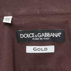 Pre Owned Dolce & Gabbana Gold Brown Cotton Button Front Full Sleeve Shirt S