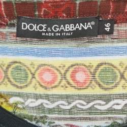 Pre Owned Dolce&Gabbana Multicolor Print Linen Half Sleeve Shirt S