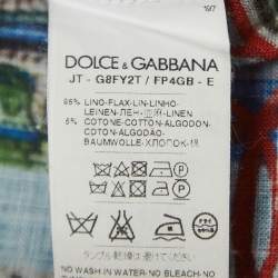 Pre Owned Dolce&Gabbana Multicolor Print Linen Half Sleeve Shirt S