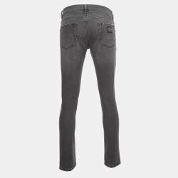 Pre Owned Dolce & Gabbana Grey Washed Denim Skinny Jeans L Waist 34"