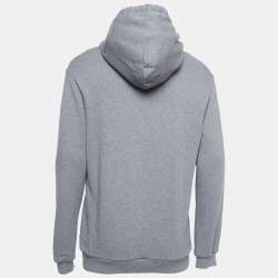 Pre Owned Dolce & Gabbana Grey Embroidered Cotton Knit Hoodie XL
