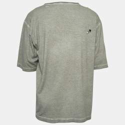 Pre Owned Dolce & Gabbana Grey Logo Print Distressed Cotton Half Sleeve T-Shirt M