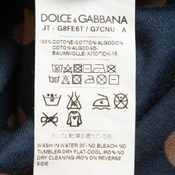 Dolce & Gabbana Blue Dotted Cotton Half Sleeve T-Shirt L