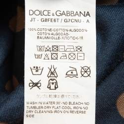 Pre Owned Dolce & Gabbana Blue Dotted Cotton Half Sleeve T-Shirt L