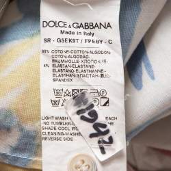 Pre Owned Dolce & Gabbana Gold Multicolor Print Cotton Half Sleeve Shirt S
