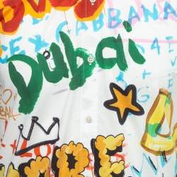 Pre Owned Dolce & Gabbana Gold Multicolor Print Cotton Half Sleeve Shirt S