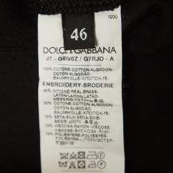 مملوكة مسبقًا Dolce & Gabbana Black Cotton Embroidered T-Shirt S