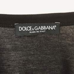 مملوكة مسبقًا Dolce & Gabbana Black Cotton Embroidered T-Shirt S