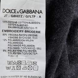 Pre Owned Dolce & Gabbana Charcoal Grey Cotton Knit Devil Motif T-Shirt 5XL