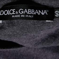 Pre Owned Dolce & Gabbana Charcoal Grey Cotton Knit Devil Motif T-Shirt 5XL