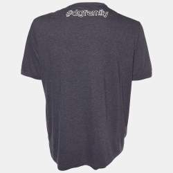 Pre Owned Dolce & Gabbana Charcoal Grey Cotton Knit Devil Motif T-Shirt 5XL