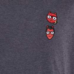Pre Owned Dolce & Gabbana Charcoal Grey Cotton Knit Devil Motif T-Shirt 5XL