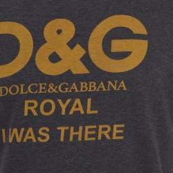 Pre Owned Dolce & Gabbana Grey Logo Print Cotton Half Sleeve T Shirt L